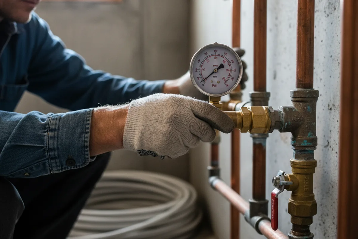 Pressure testing a repaired line during Water Line Repair in Baker City